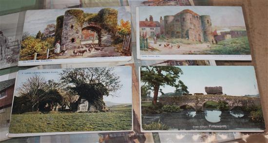 Sussex - Decorative and Coloureds. 100 assorted postcards including Tucks Oilettes(-)